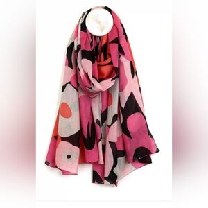 NWT 100% Cotton Oversized Colorful Poppy Artsy Scarf 68"×42"